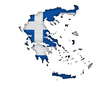 Harita ve eski keten Yunanistan bayrağı