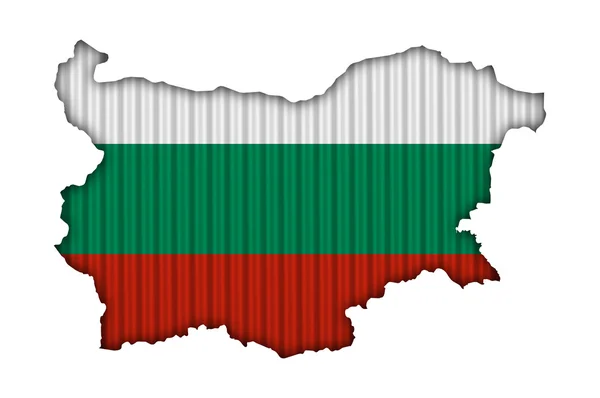 Mapa y bandera de Bulgaria sobre hierro ondulado — Foto de Stock