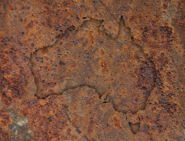 녹슨 금속에 호주 지도 — 스톡 사진