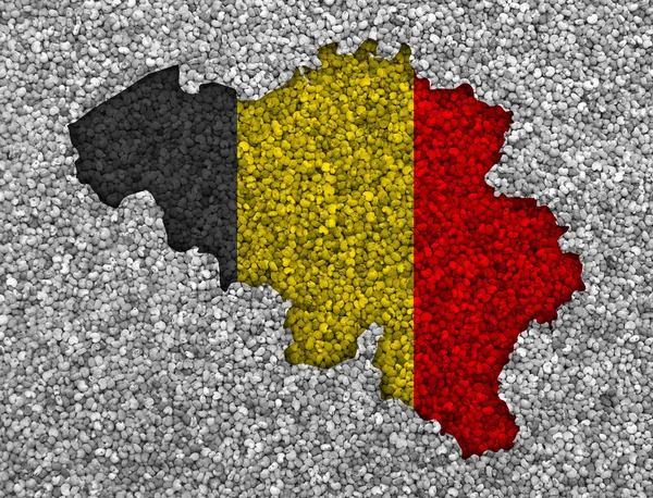 Mapa e bandeira da Bélgica em sementes de papoila — Fotografia de Stock