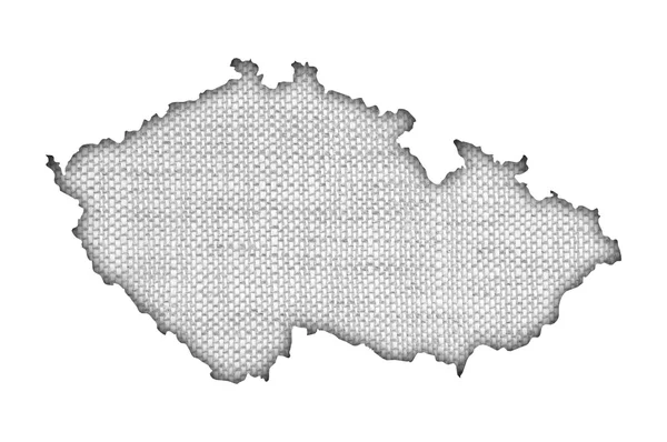 Çek Cumhuriyeti harita üzerinde eski keten — Stok fotoğraf