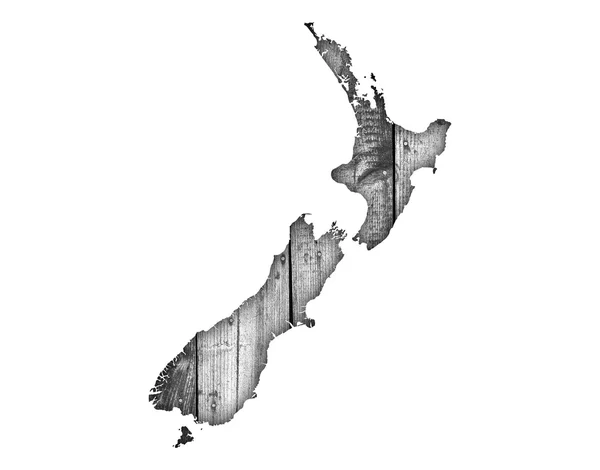 Karta över nya Zeeland på trä — Stockfoto