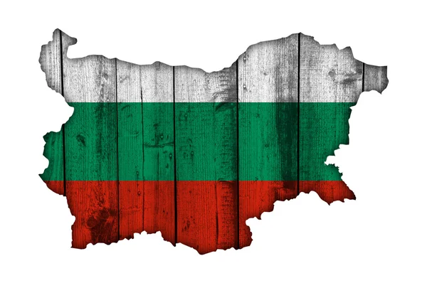 Mappa e bandiera della Bulgaria su legno — Foto Stock