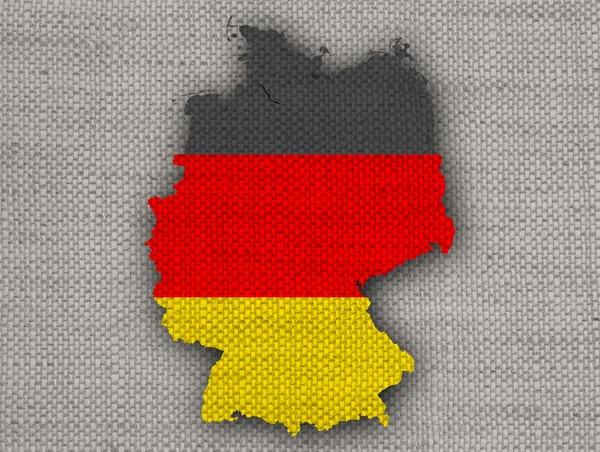 Map and flag of Germany on old linen — Stock Photo, Image