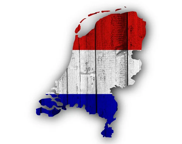 Carte et drapeau des autres Pays-Bas sur bois — Photo