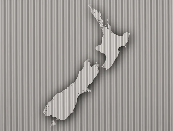Karta över nya Zeeland på korrugerad — Stockfoto