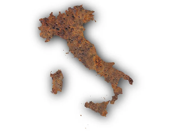 Kaart van Italië op roestig metaal — Stockfoto