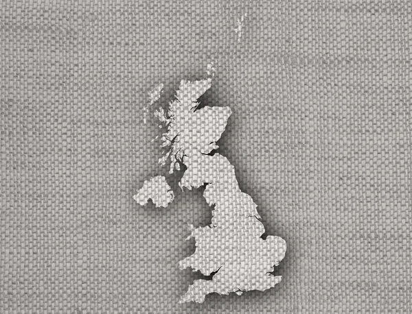 Kaart van Groot-Brittannië op linnen — Stockfoto