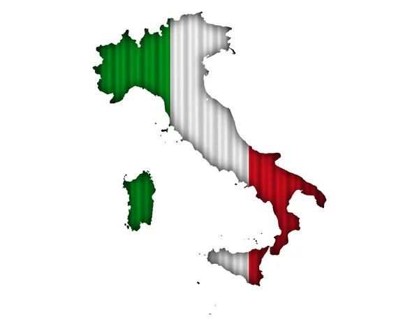 Karta och flagga över Italien — Stockfoto