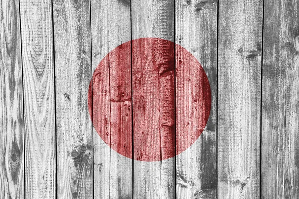 Flag of Japan on weathered wood — Stock Photo, Image