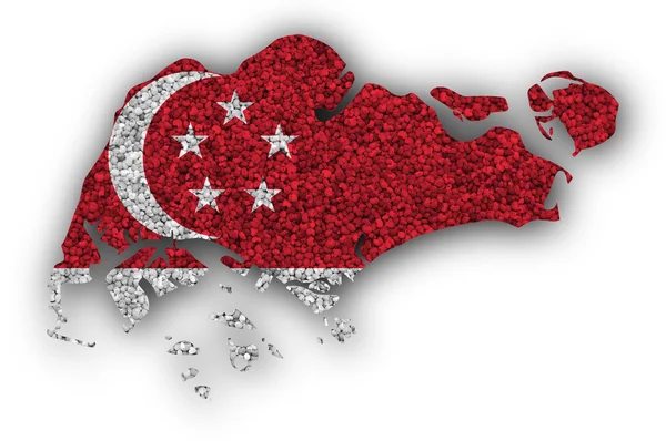 지도 및 싱가포르의 국기 — 스톡 사진
