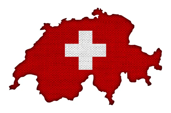 Mapa e Bandeira da Suíça — Fotografia de Stock
