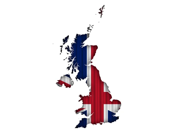 Harita ve oluklu demir Büyük Britanya bayrağı, — Stok fotoğraf