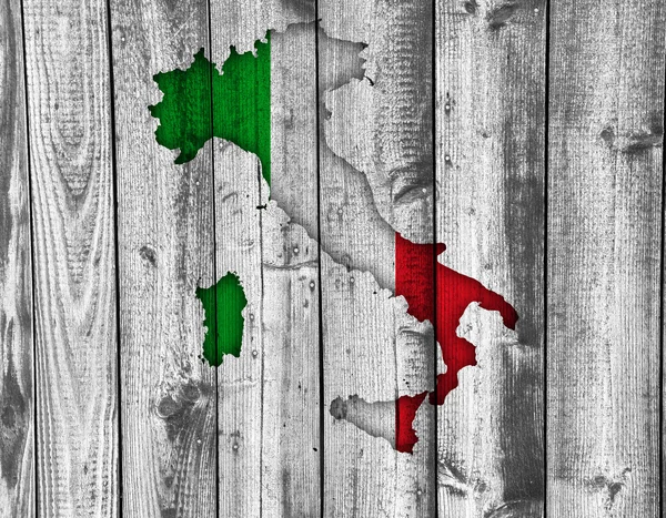 Mappa dell'Italia sul legno intemperie — Foto Stock