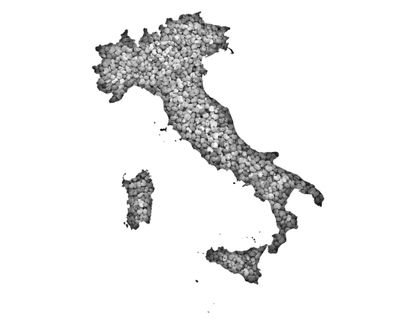 Мапа Італії на Мак насіння — стокове фото