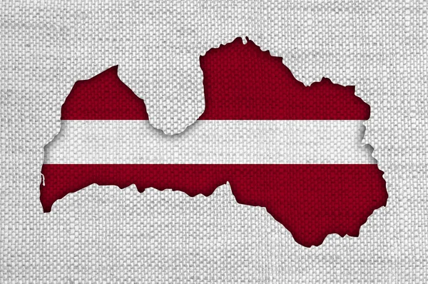 Kaart van Letland op oude linnen — Stockfoto