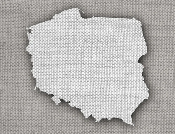 Carte de la Pologne sur vieux draps — Photo