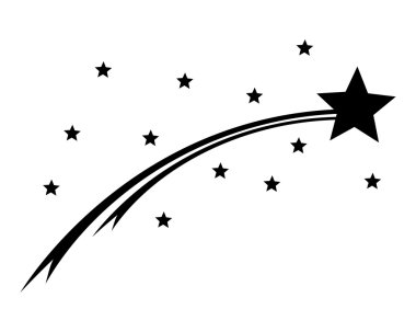 Kuyruklu yıldız ve yıldızlar beyazda