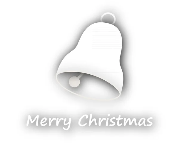 Buon Natale con campanella su bianco — Vettoriale Stock