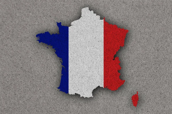 Χάρτης Και Σημαία Της Γαλλίας Τσόχα — Φωτογραφία Αρχείου