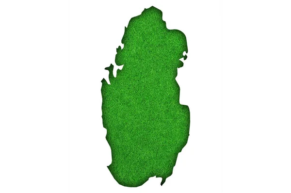 Katar Térképe Zöld Filcen — Stock Fotó