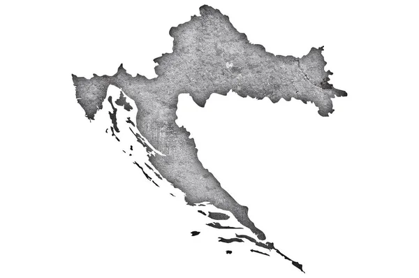 Carte Croatie Sur Béton Altéré — Photo