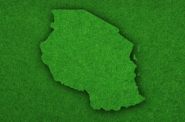 Carte Tanzanie Sur Feutre Vert — Photo