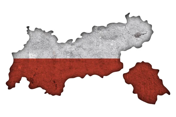 Karta Och Flagga Över Tyrolen Väderbiten Betong — Stockfoto