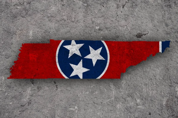 Mapa Bandeira Tennessee Betão Desgastado — Fotografia de Stock