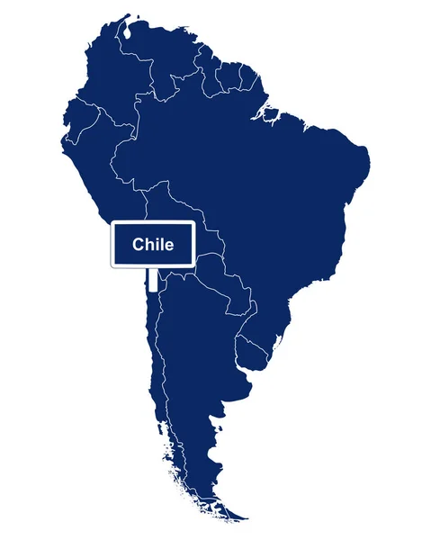 Chile Com Mapa América Sul Sinal Estrada — Vetor de Stock