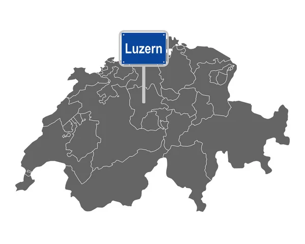 Map Switzerland Road Sign Luzern — Stock Vector