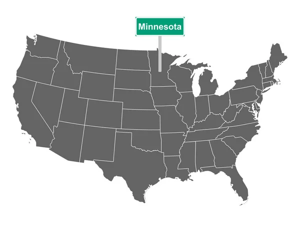Minnesota Estado Límite Signo Mapa Como Ilustración Vectorial — Vector de stock
