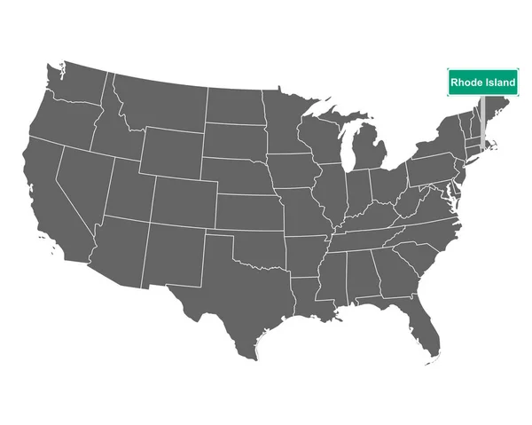 Señal Límite Del Estado Rhode Island Mapa Estados Unidos Como — Vector de stock