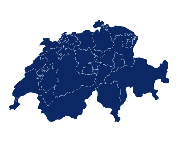 Kaart Van Zwitserland Met Regio Grenzen — Stockvector