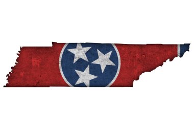 Tennessee haritası ve bayrağı yıpranmış beton üzerine