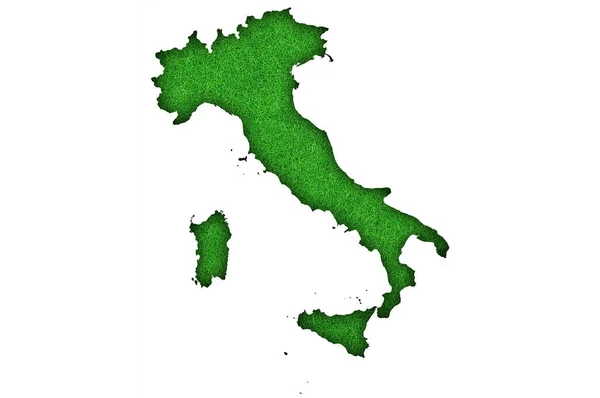 Kaart Van Italië Groen Vilt — Stockfoto