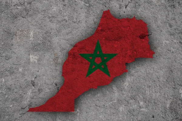 Χάρτης Και Σημαία Του Μαρόκου Ξεπερασμένο Σκυρόδεμα — Φωτογραφία Αρχείου