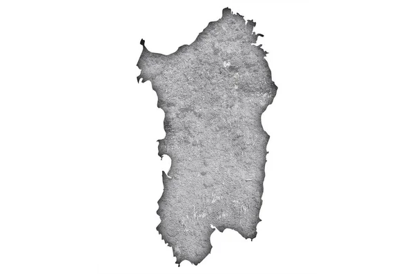 Mappa Della Sardegna Sul Cemento Armato — Foto Stock