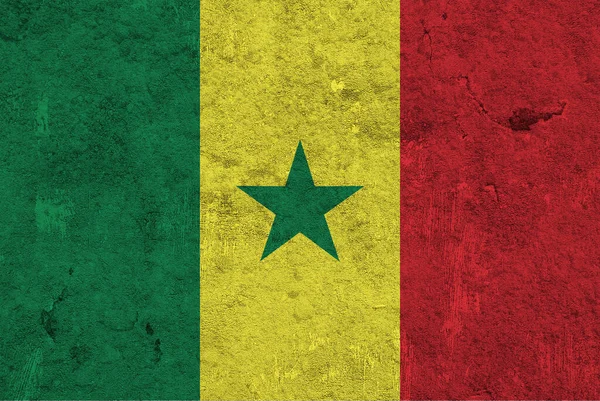 Прапор Сенегалу Вивітрюваному Бетоні — стокове фото