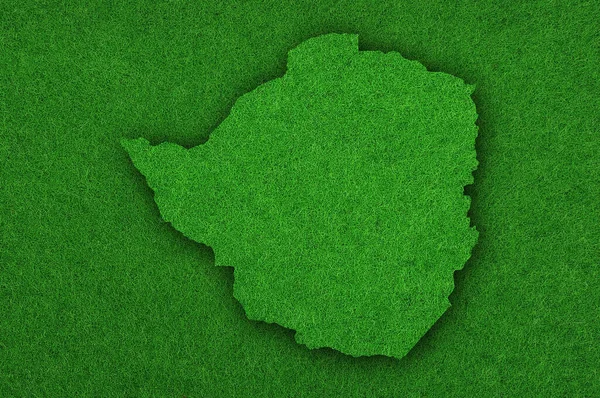 Carte Zimbabwe Sur Feutre Vert — Photo