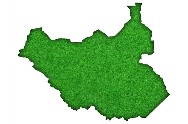 Mapa Sudão Sul Feltro Verde — Fotografia de Stock