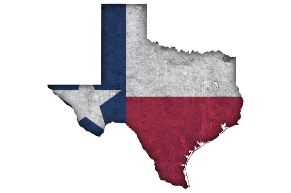 天気の良い日にテキサス州の地図と旗 — ストック写真