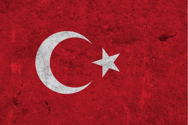 Bendera Turki Pada Beton Lapuk — Stok Foto