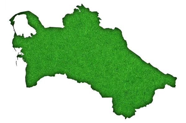 Mapa Turquemenistão Feltro Verde — Fotografia de Stock