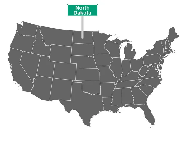 Señal Límite Del Estado Dakota Del Norte Mapa Como Ilustración — Vector de stock