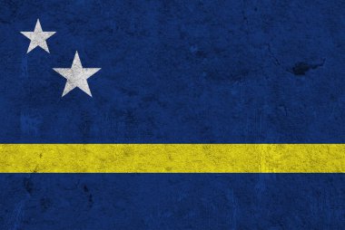 Çürümüş betonun üzerinde Curacao bayrağı