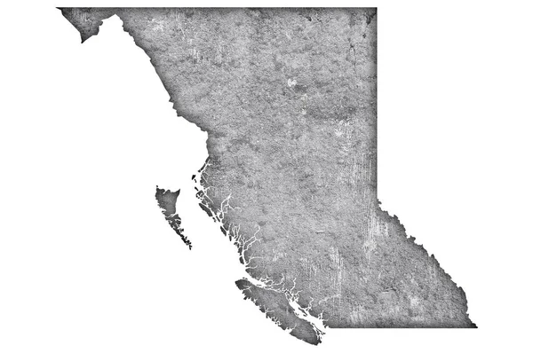 Mapa Colúmbia Britânica Sobre Betão Desgastado — Fotografia de Stock
