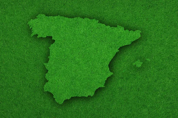 Kaart Van Spanje Groen Vilt — Stockfoto