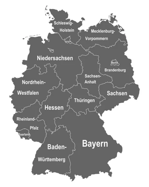 Deutschlandkarte Mit Allen Bundesländern — Stockvektor