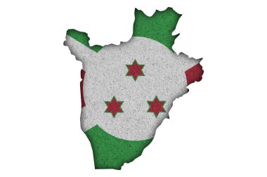 Burundi 'nin haritası ve bayrağı keçenin üzerinde